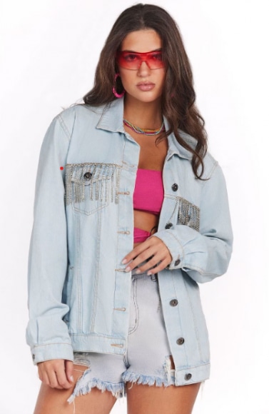 jaqueta oversized jeans claro