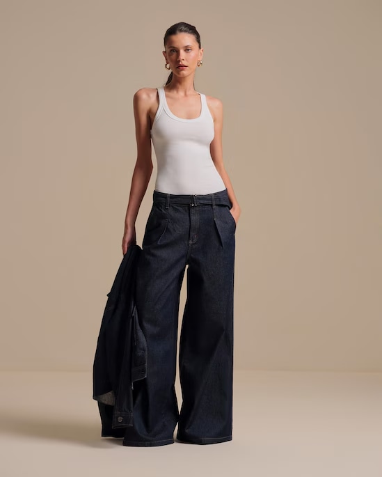 Calça jeans feminina palazzo | Silvia Braz + Riachuelo