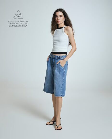 Jeans algodão com fibras recicladas