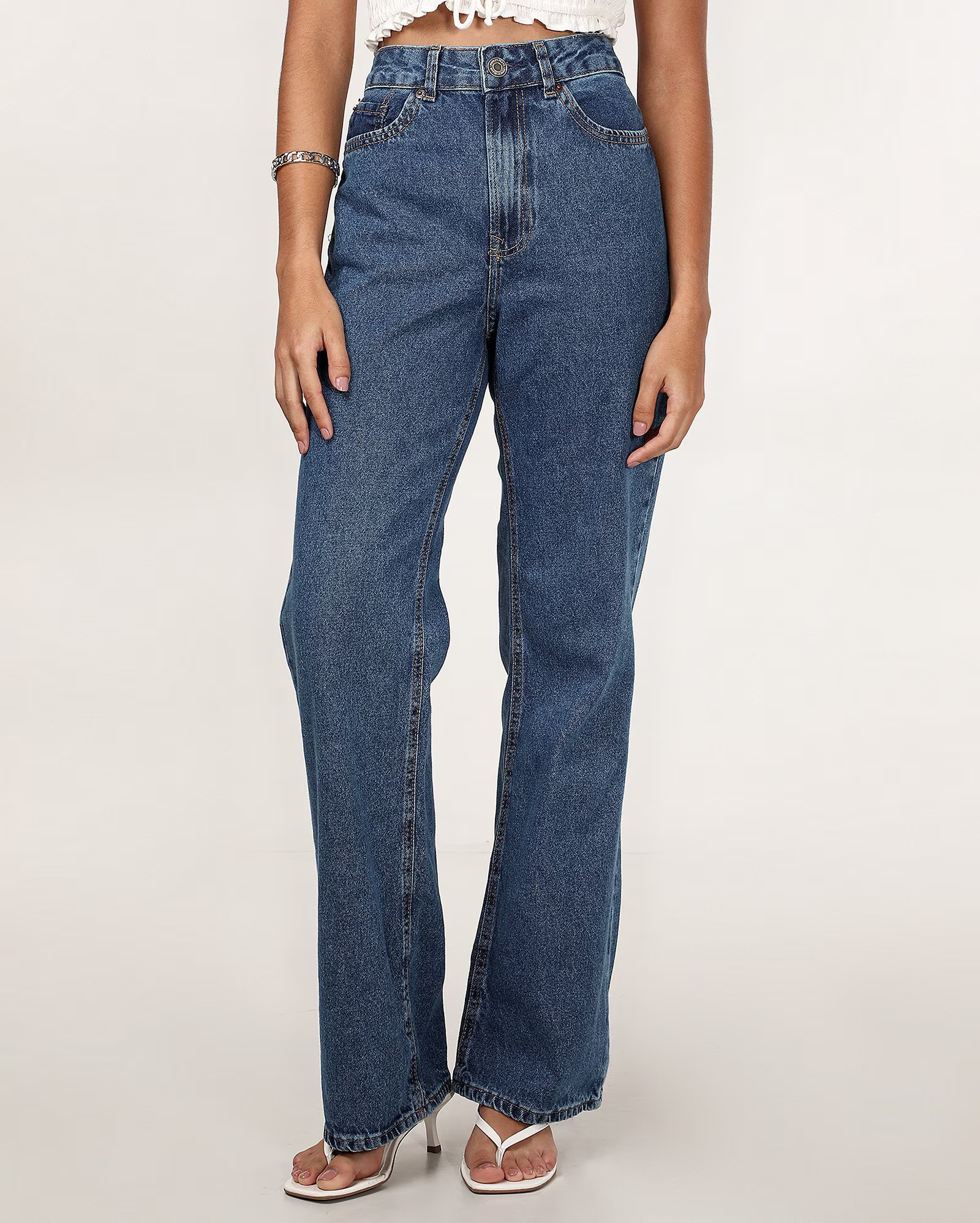 Calça jeans feminina wide - Jeans Clássico Escuro | Pool Jeans
