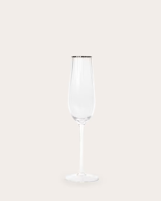 Taça de champagne sara em vidro com detalhe metálico | Casa Riachuelo