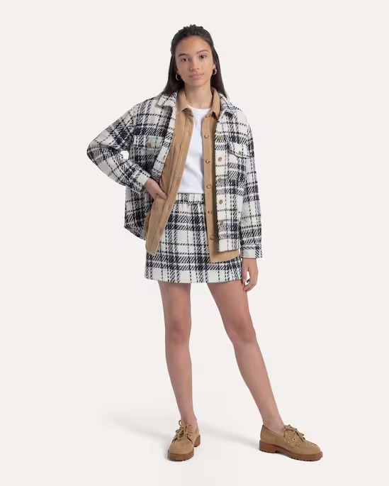 Short saia infantil tweed | Silvia Braz + Bebela + Riachuelo