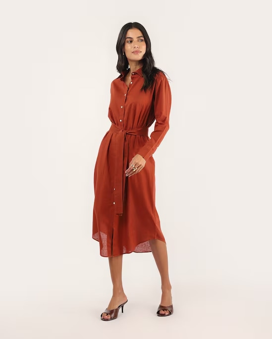 Chemise midi com linho