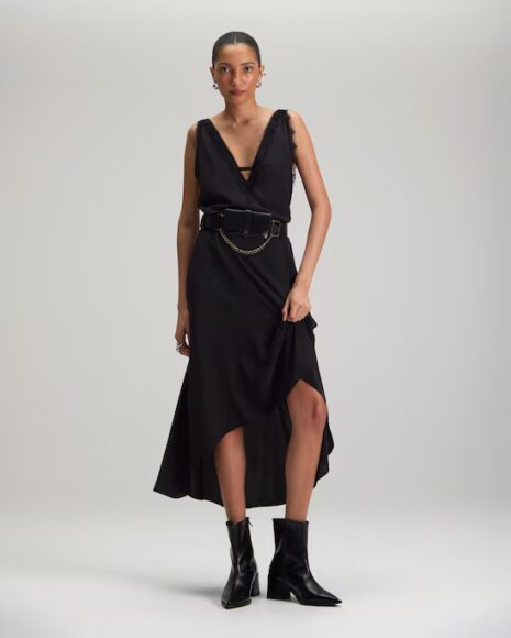 vestido preto midi mullet